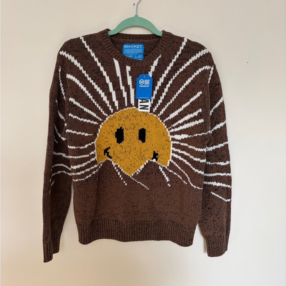 Urban Outfitters Market Studios Brown Smiley Crewneck Sweater
